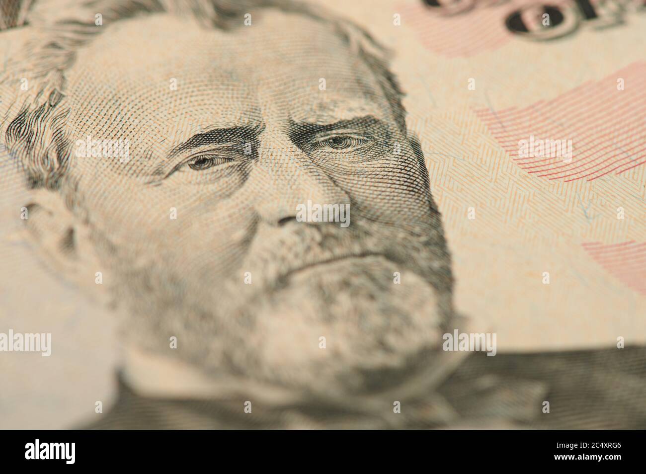 Grant portrait. Fifty american dollars. US paper currency. Stock Photo