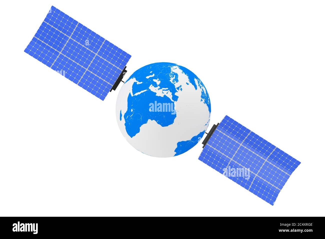 Earth Globe as Satelite on a white background. 3d Rendering Stock Photo