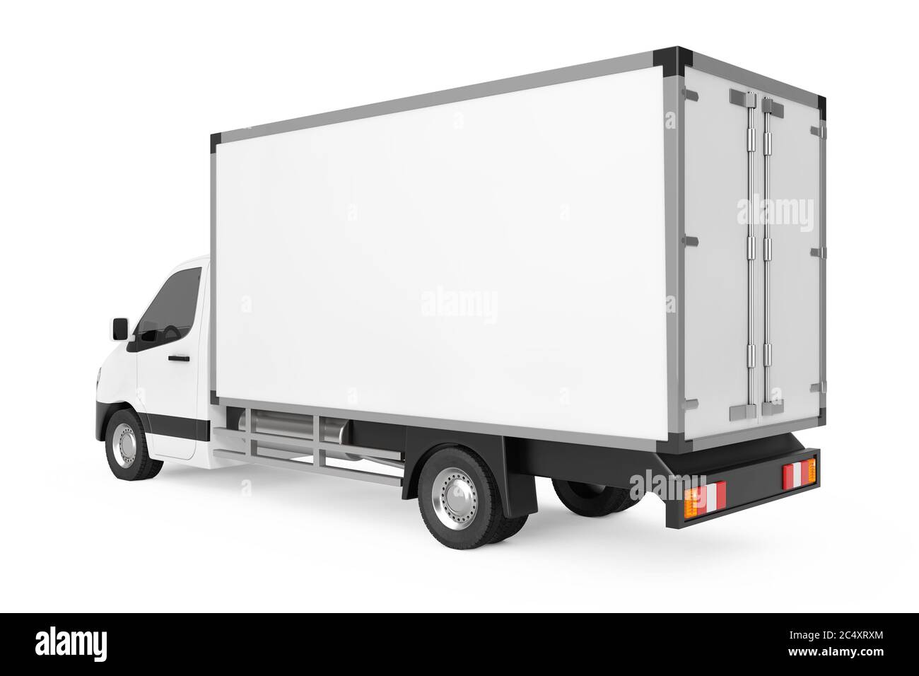 White Commercial Industrial Cargo Delivery Van Truck on a white