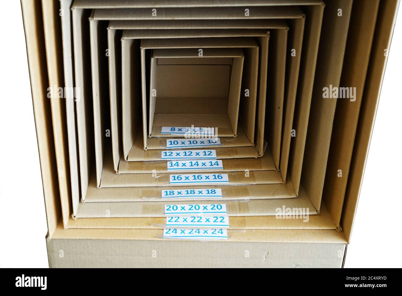 different size of package cardboard boxes stacking together Stock Photo Alamy
