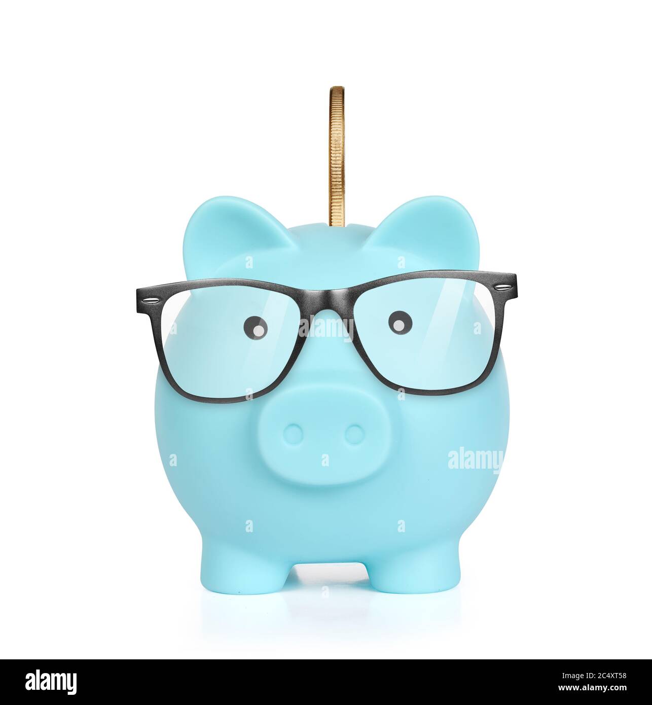 piggy bank with coin isolated on white background Stock Photo - Alamy