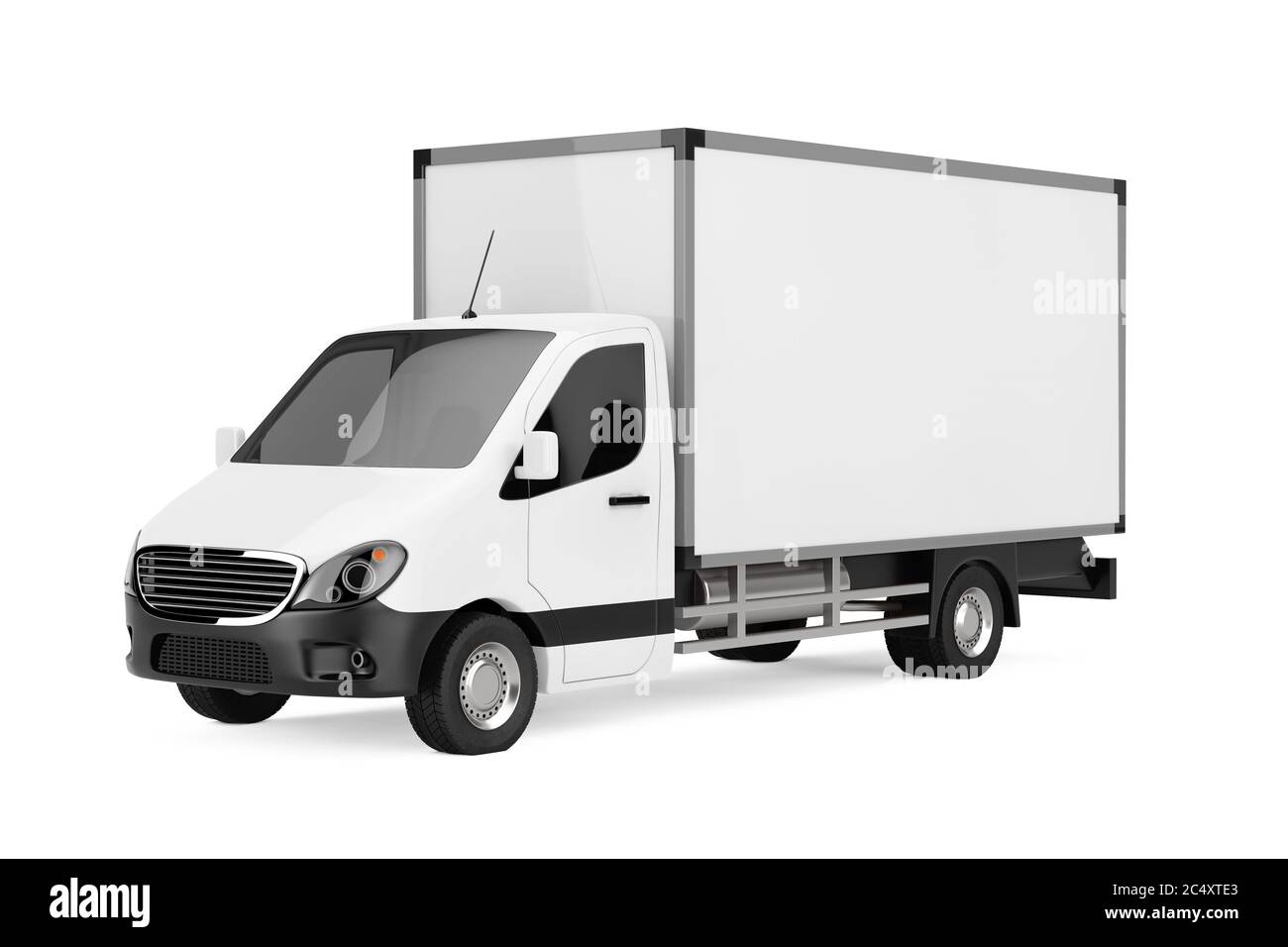 White Commercial Industrial Cargo Delivery Van Truck on a white
