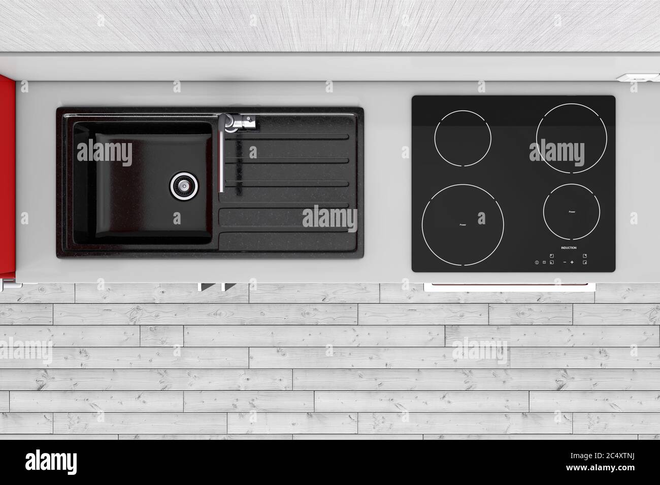 Modern Kitchen with Granite Sink, Stainless Steel Water Tap and