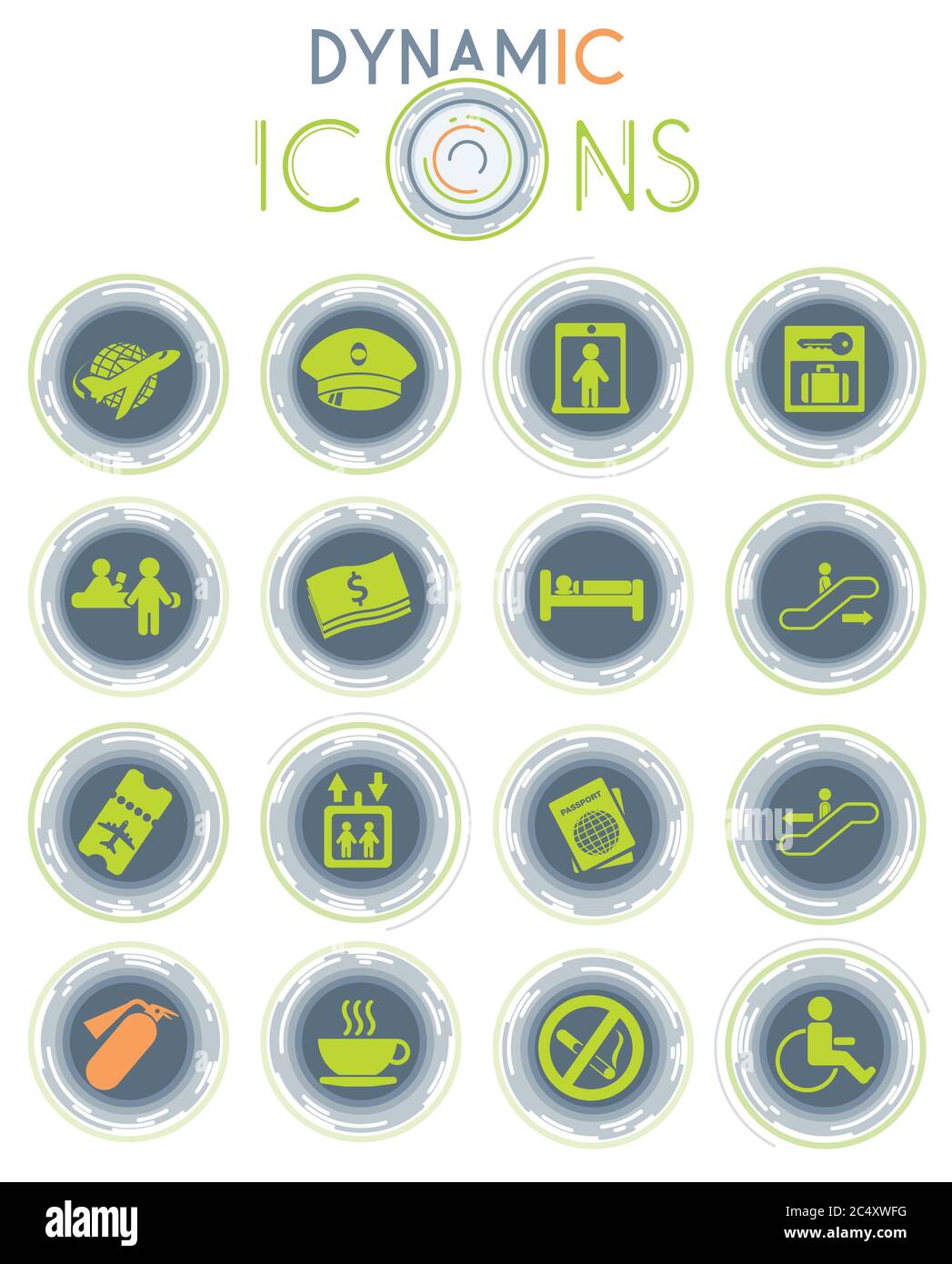 Airport dynamic icons Stock Vector