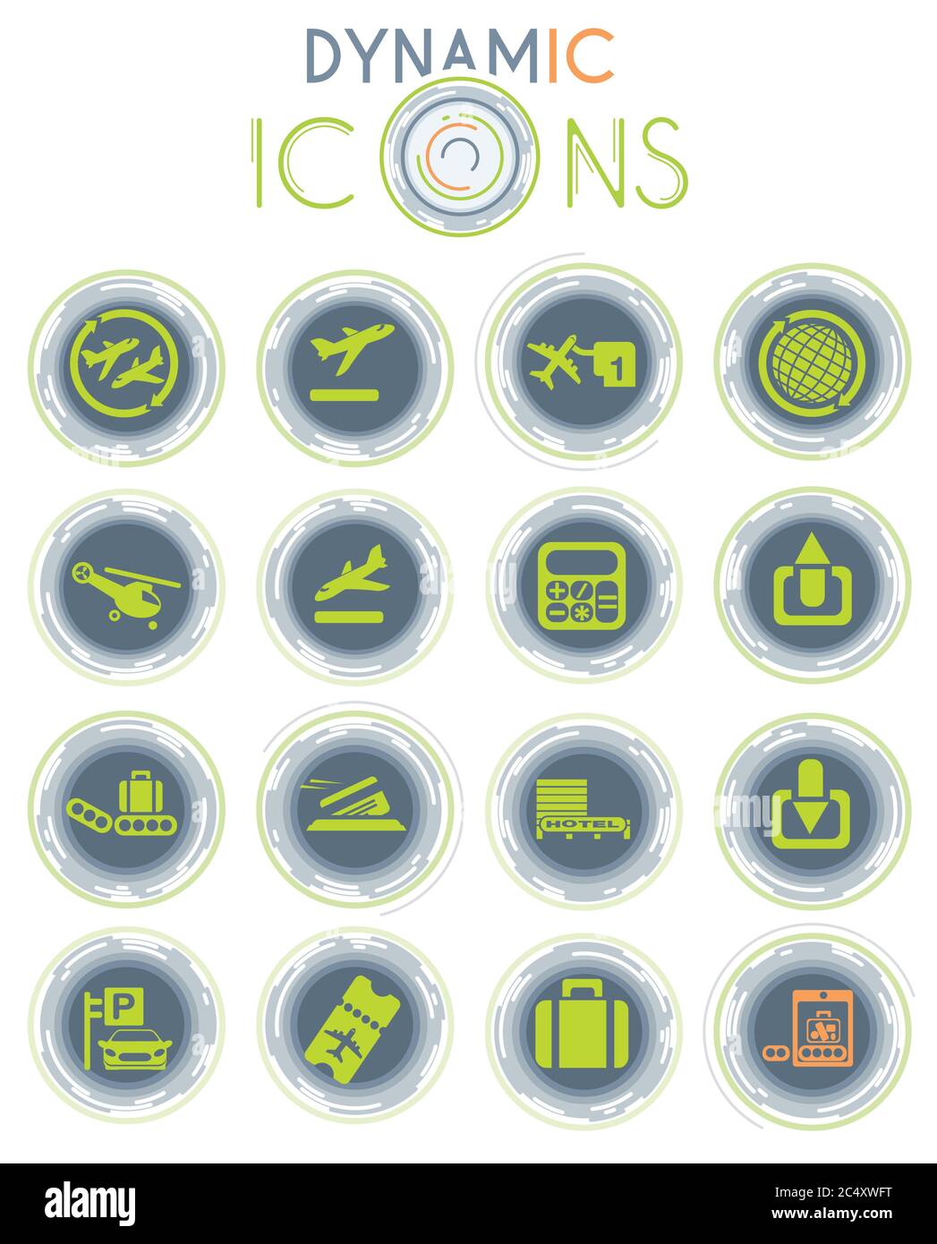 Airport dynamic icons Stock Vector