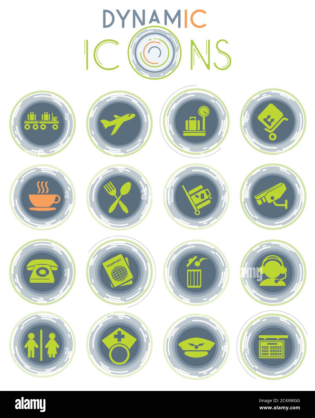 Airport dynamic icons Stock Vector