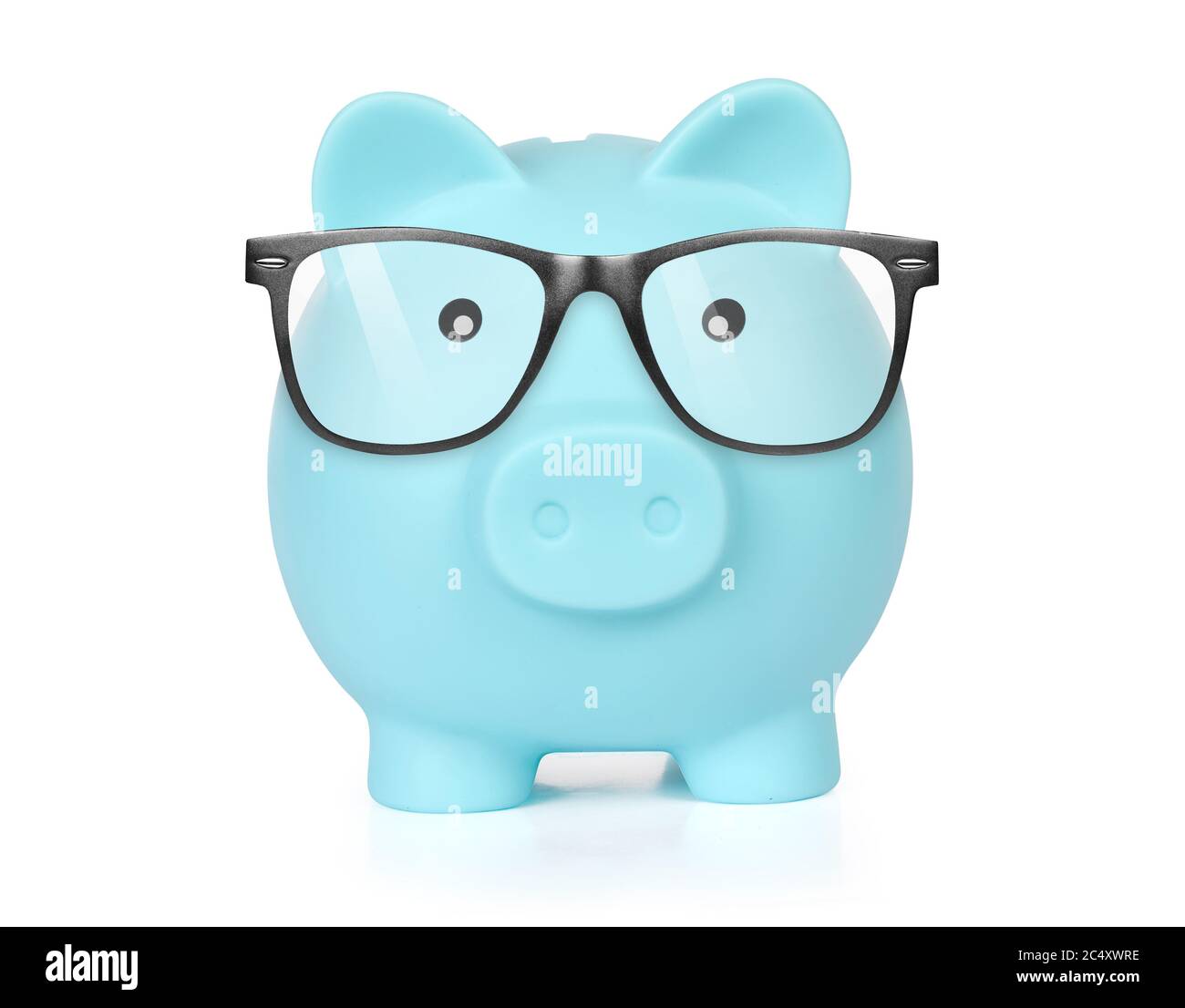 Piggy bank in glasses isolated on a white background Stock Photo - Alamy