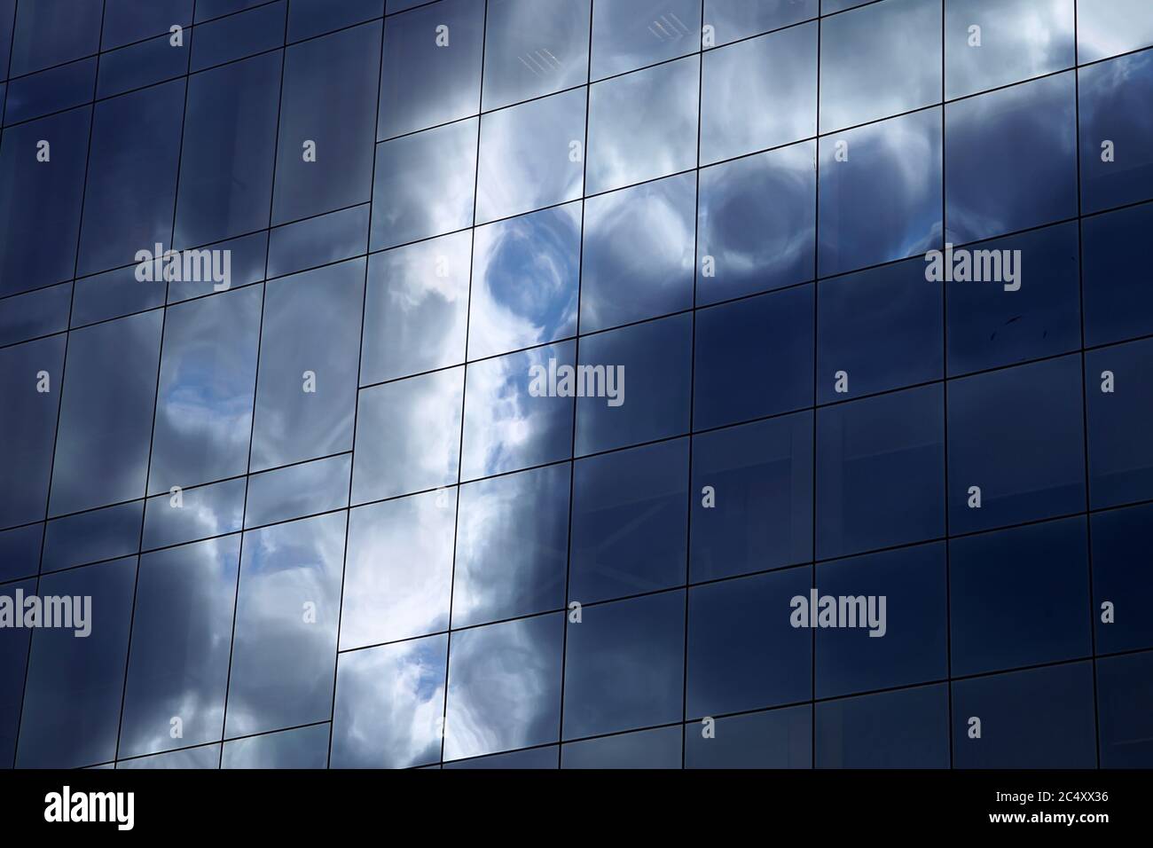Texture, pattern, background. Reflection in building windows. Blue ...