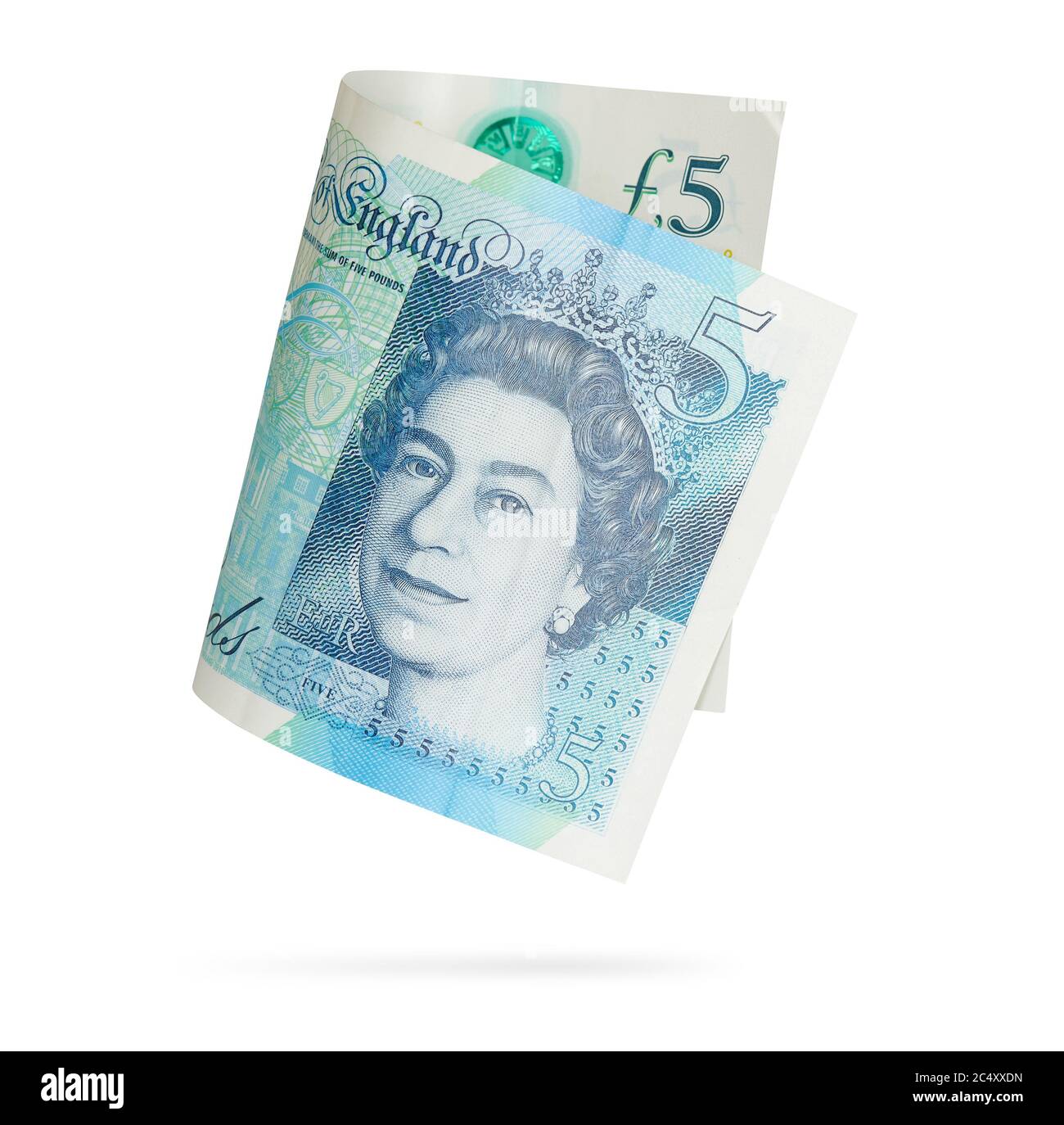 UK five pounds. Money of United kingdom isolated on white with clipping
