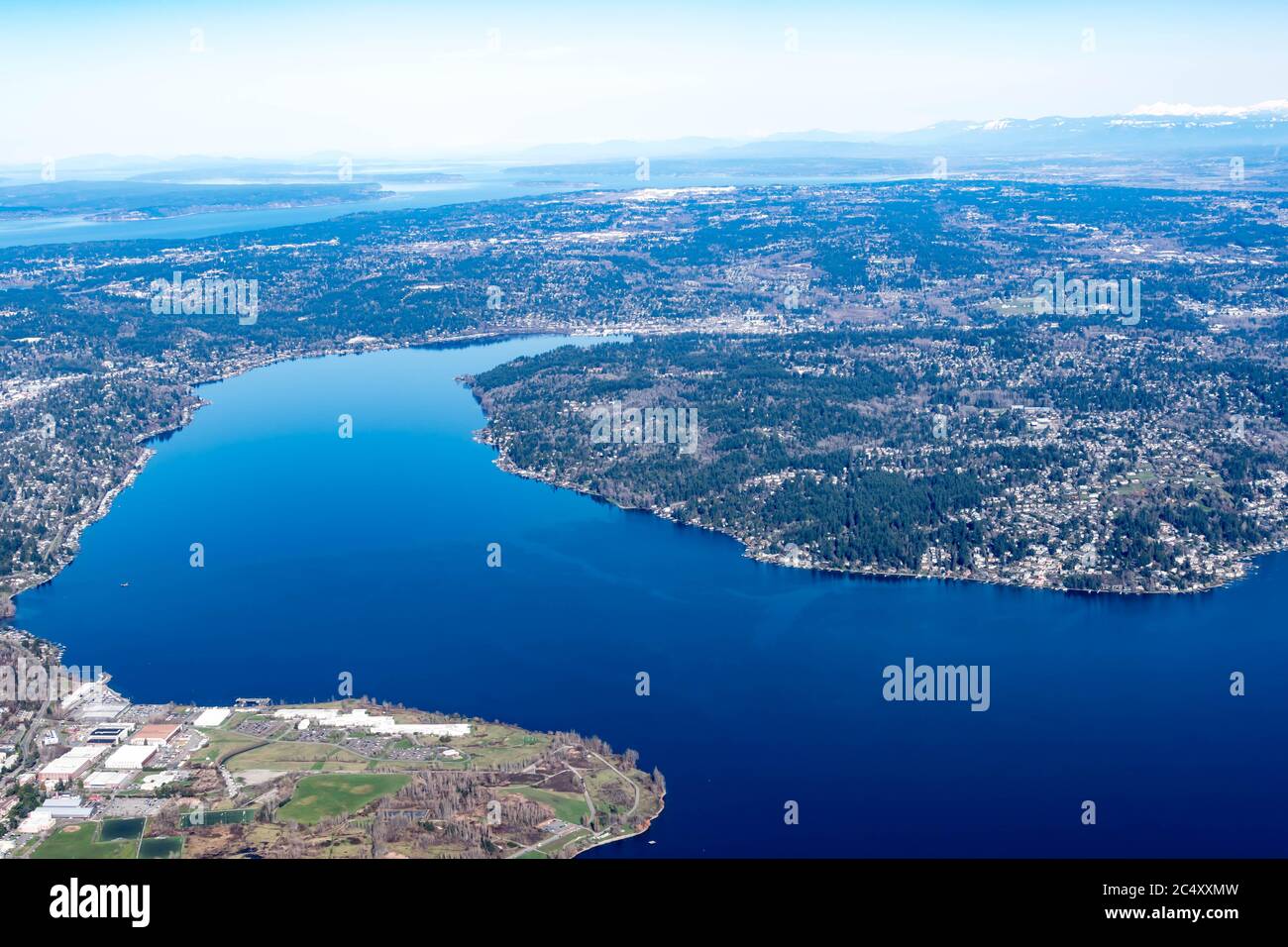 Aerial view of the Mercer Island, Homer Hadley Memorial Bridge and