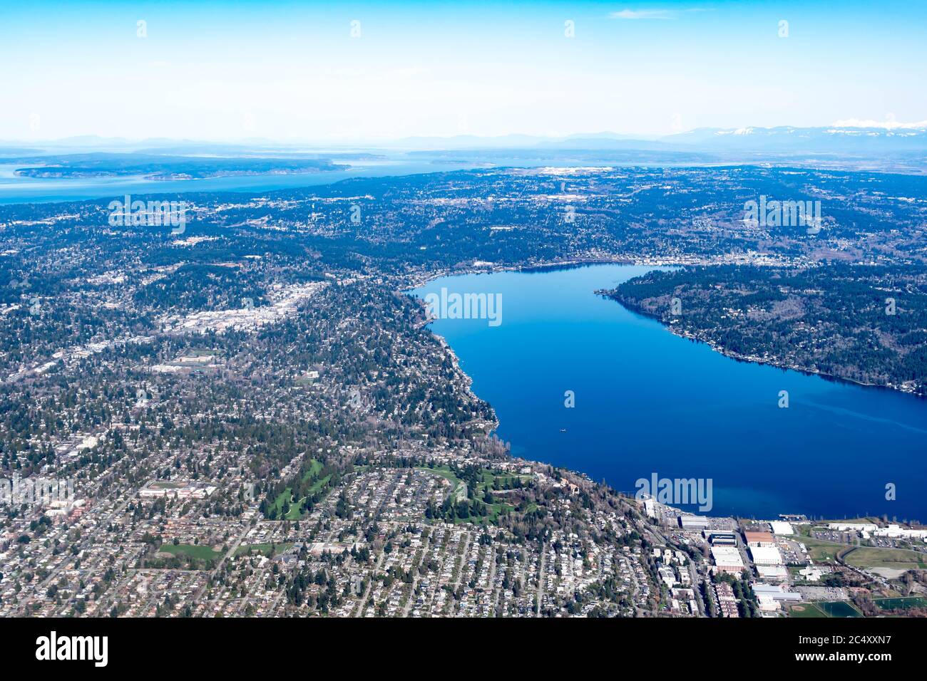 Aerial view of the Mercer Island, Homer Hadley Memorial Bridge and