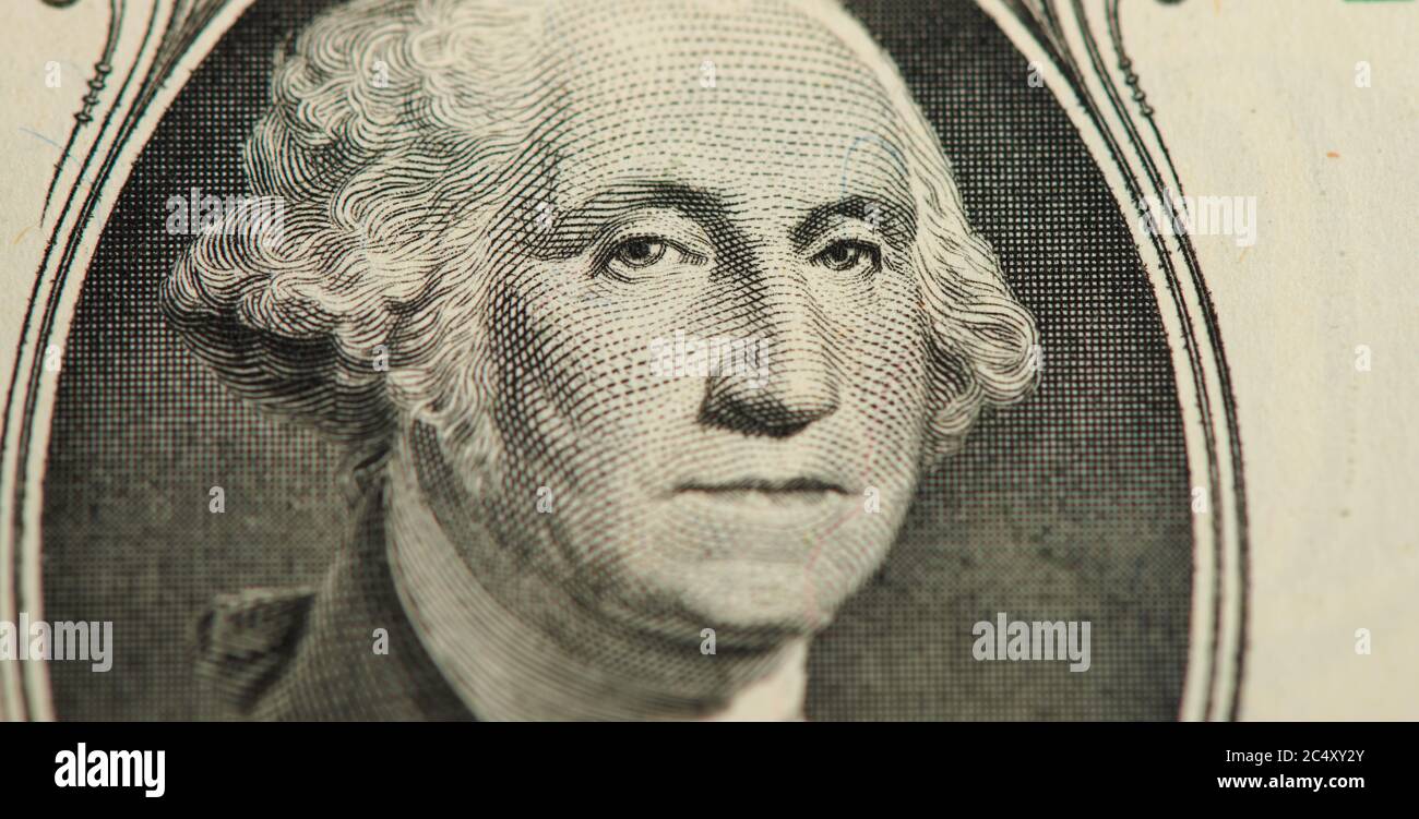 Washington portrait. One american dollar. US paper currency. Stock Photo