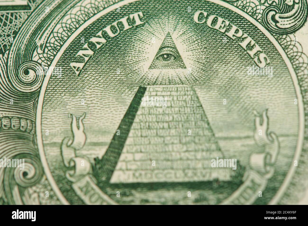 American paper currency. Us dollar details. Macro shot Stock Photo