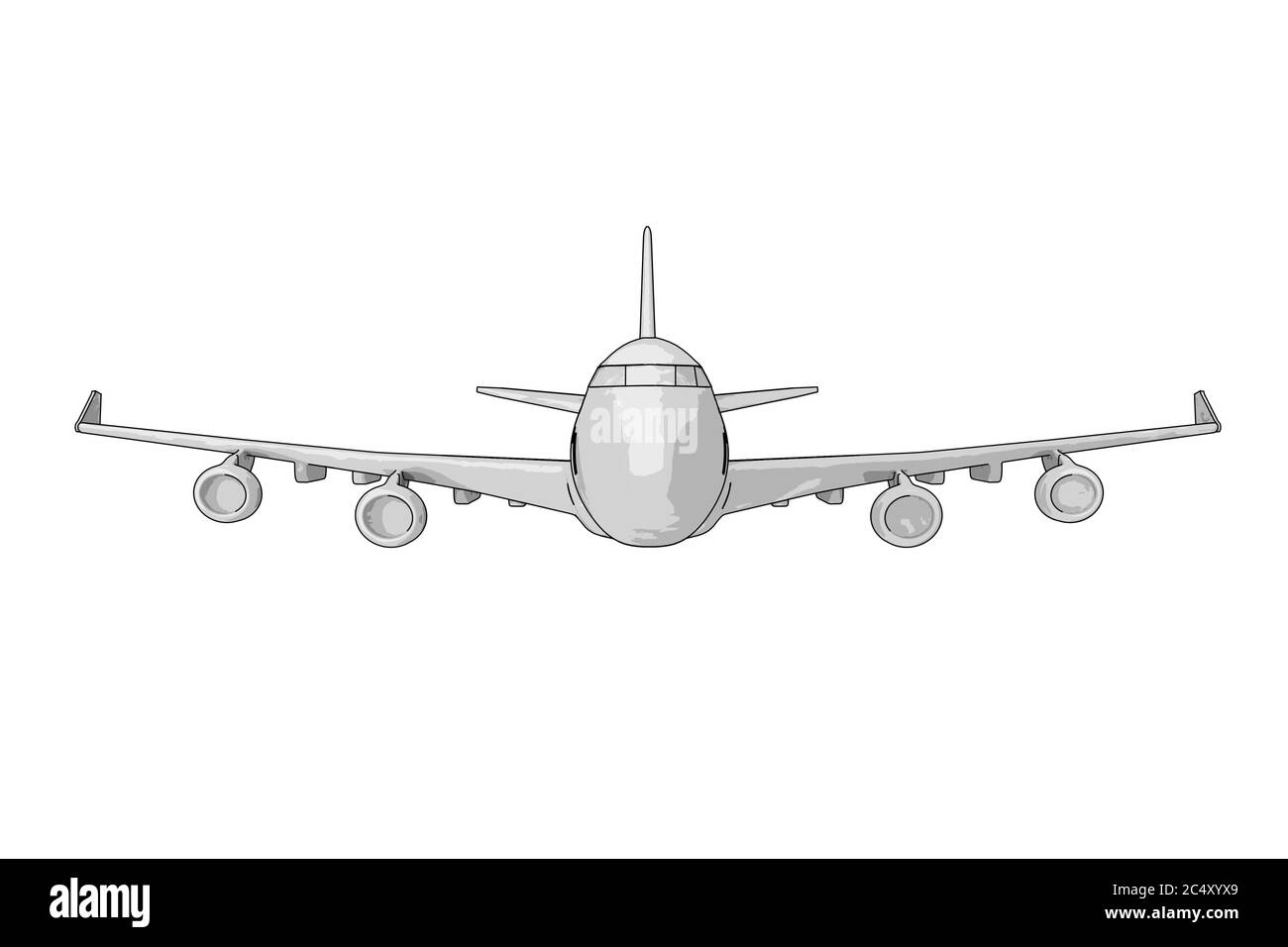 Sketch of Passenger Airplane Pencil Drawing on a white background. 3d Rendering Stock Photo