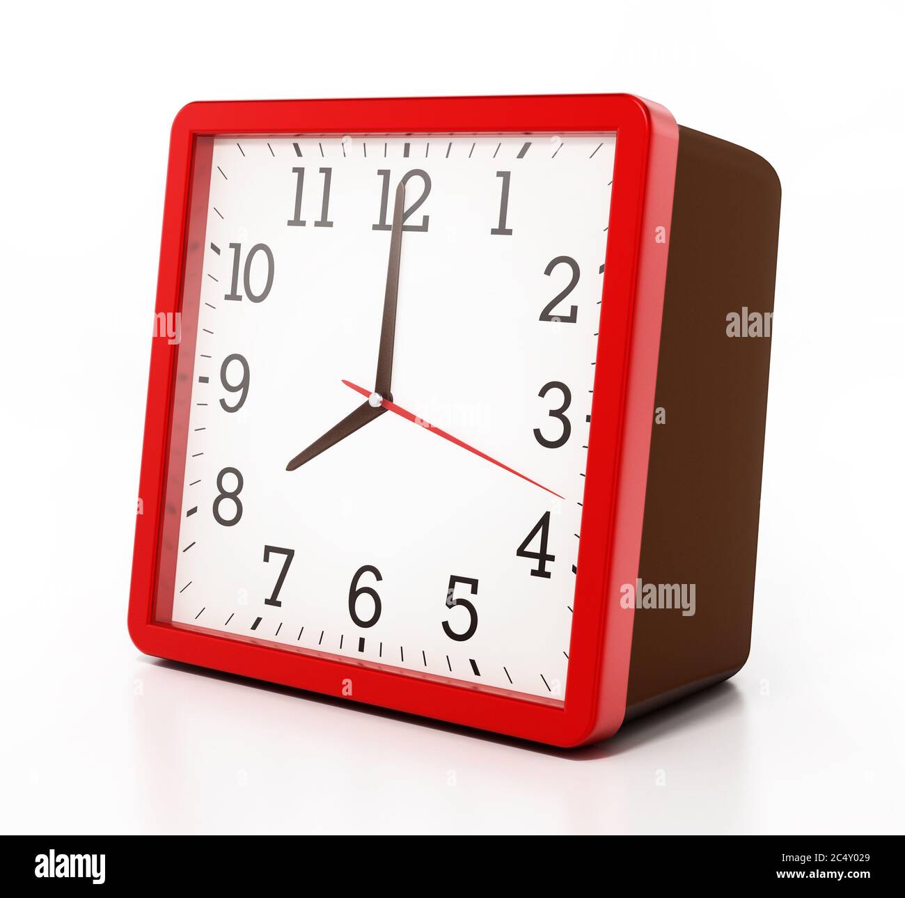 Square alarm clock at 8 o'clock. 3D illustration Stock Photo Alamy