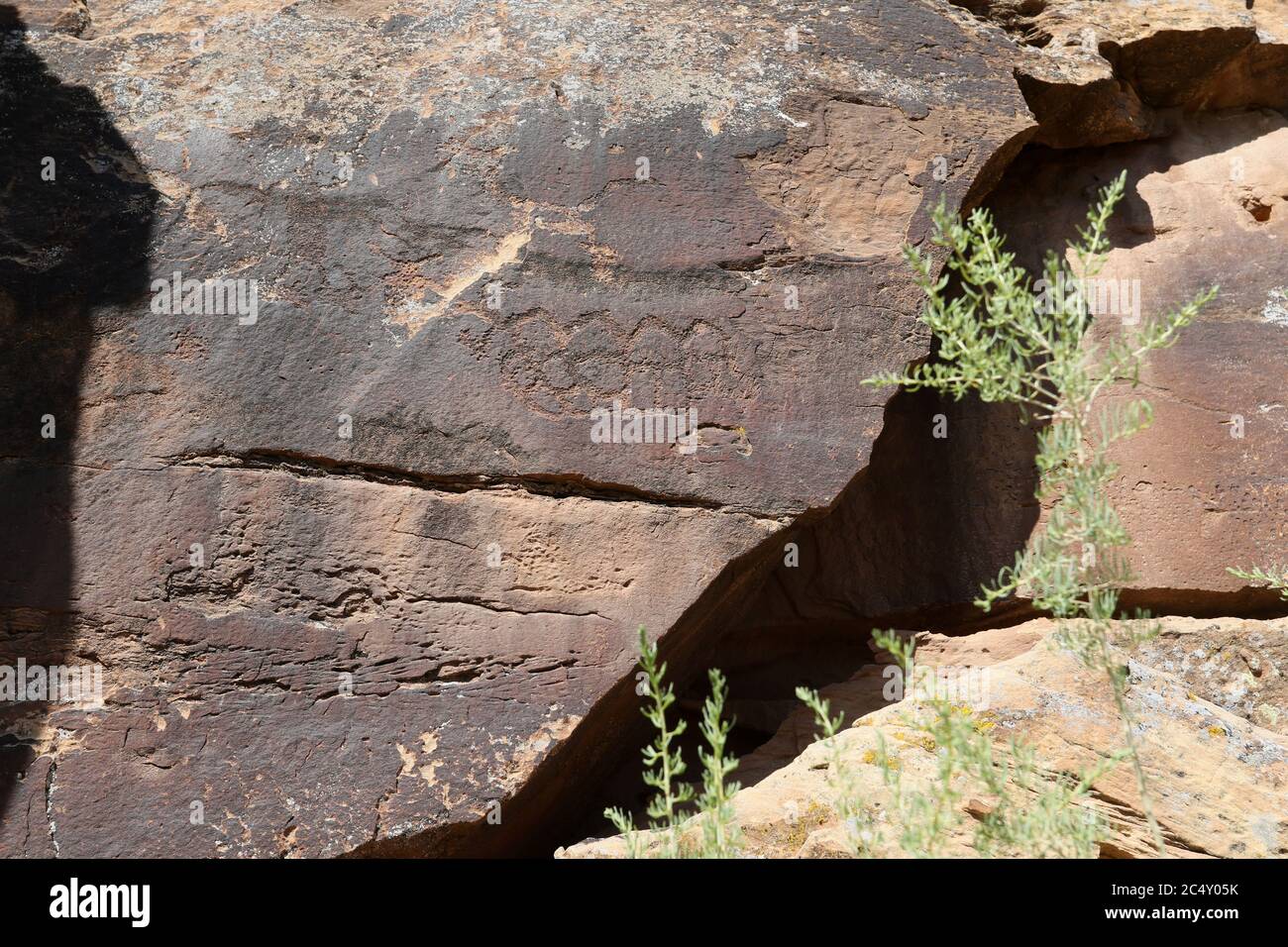 Ancient Native American Indian rock art petroglyph Utah 1461. Nine Mile Canyon, Utah. World’s longest art gallery of ancient native America. Stock Photo