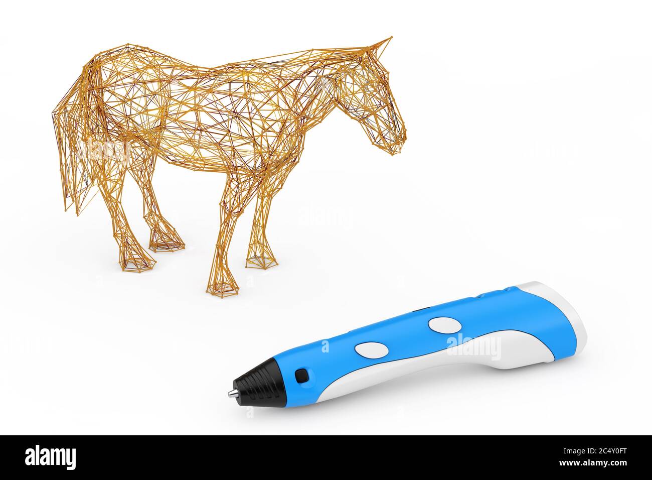 3d Printing Pen Print Abstract Horse on a white background. 3d Rendering  Stock Photo - Alamy