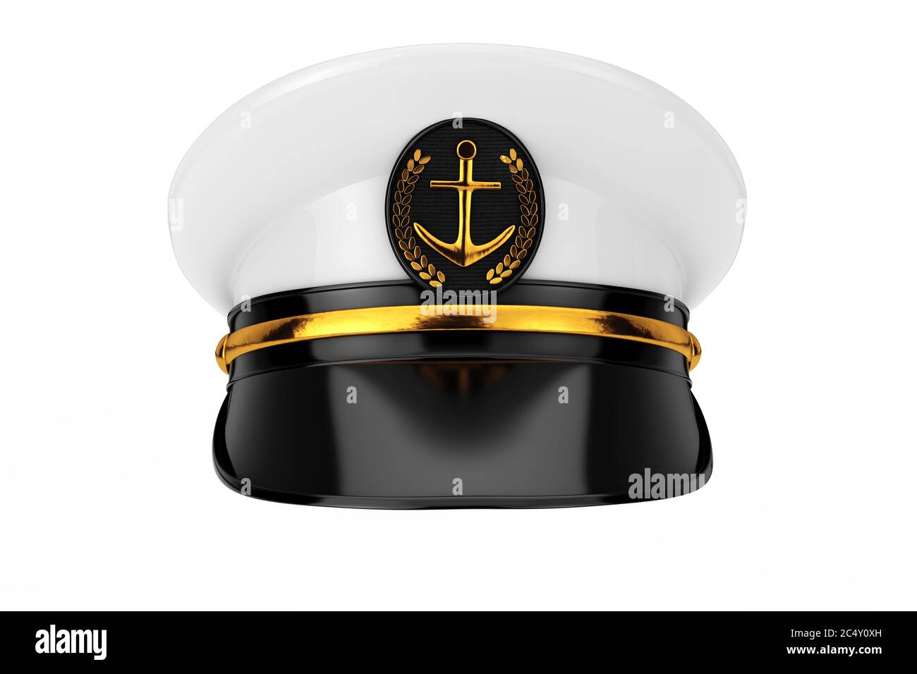 Naval Officer, Admiral, Navy Ship Captain Hat on a white background. 3d