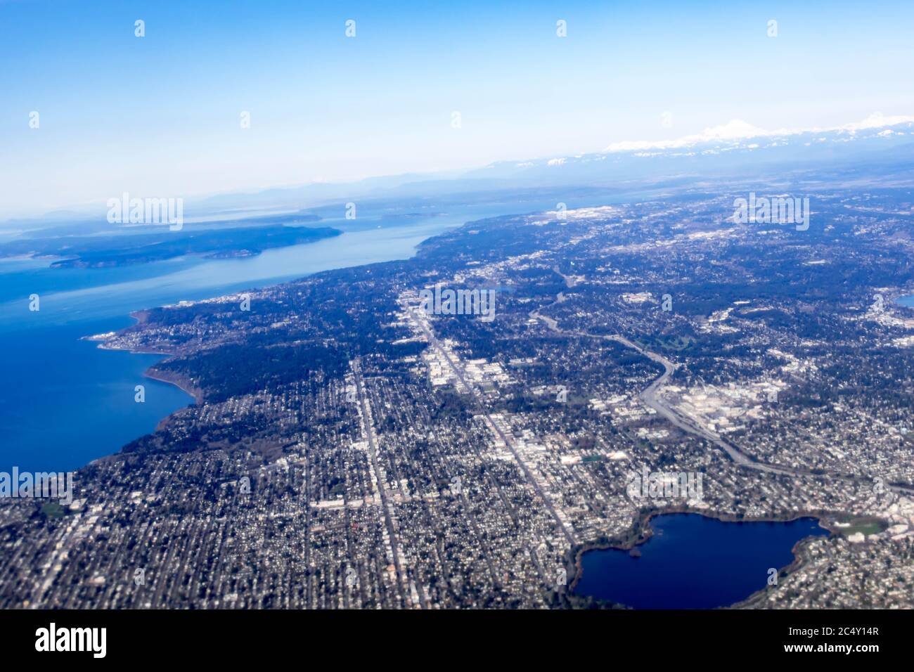 Aerial view of the Mercer Island, Homer Hadley Memorial Bridge and