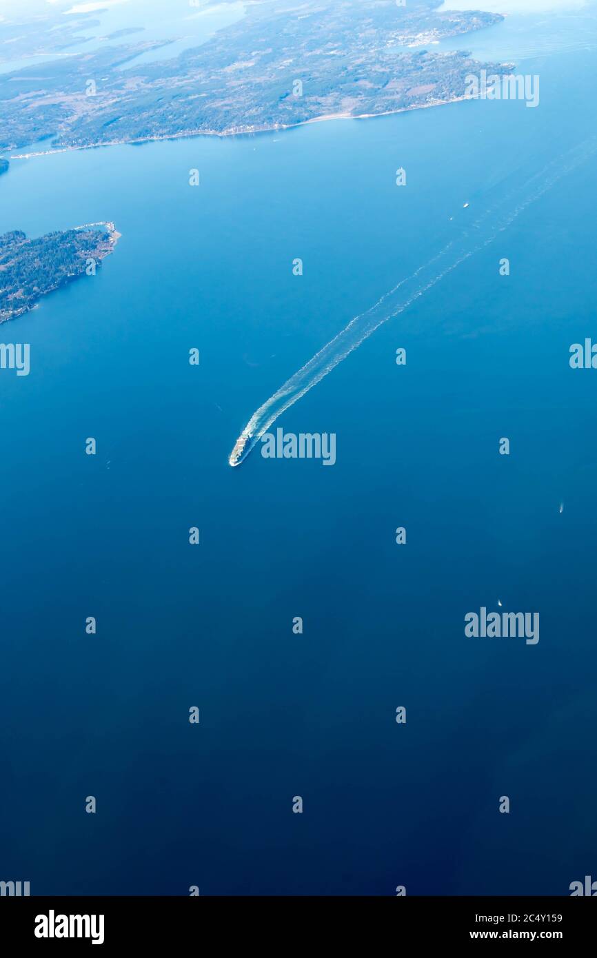 Aerial view of the Mercer Island, Homer Hadley Memorial Bridge and