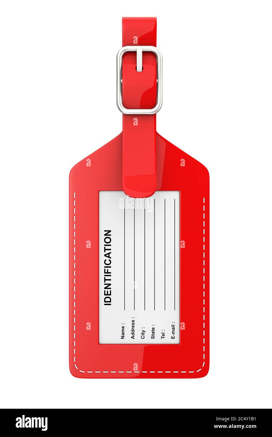 Red Leather Luggage Identification Label Tag with Name, Address, City,  State and Phone Fields on a white background. 3d Rendering Stock Photo -  Alamy