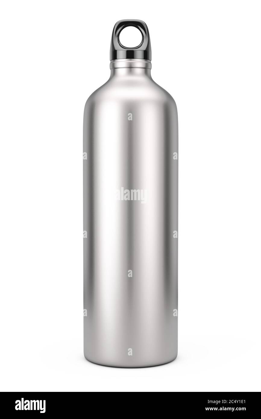 Aluminum Bike Water Sport Bottle Mockup on a white background. 3d Rendering Stock Photo