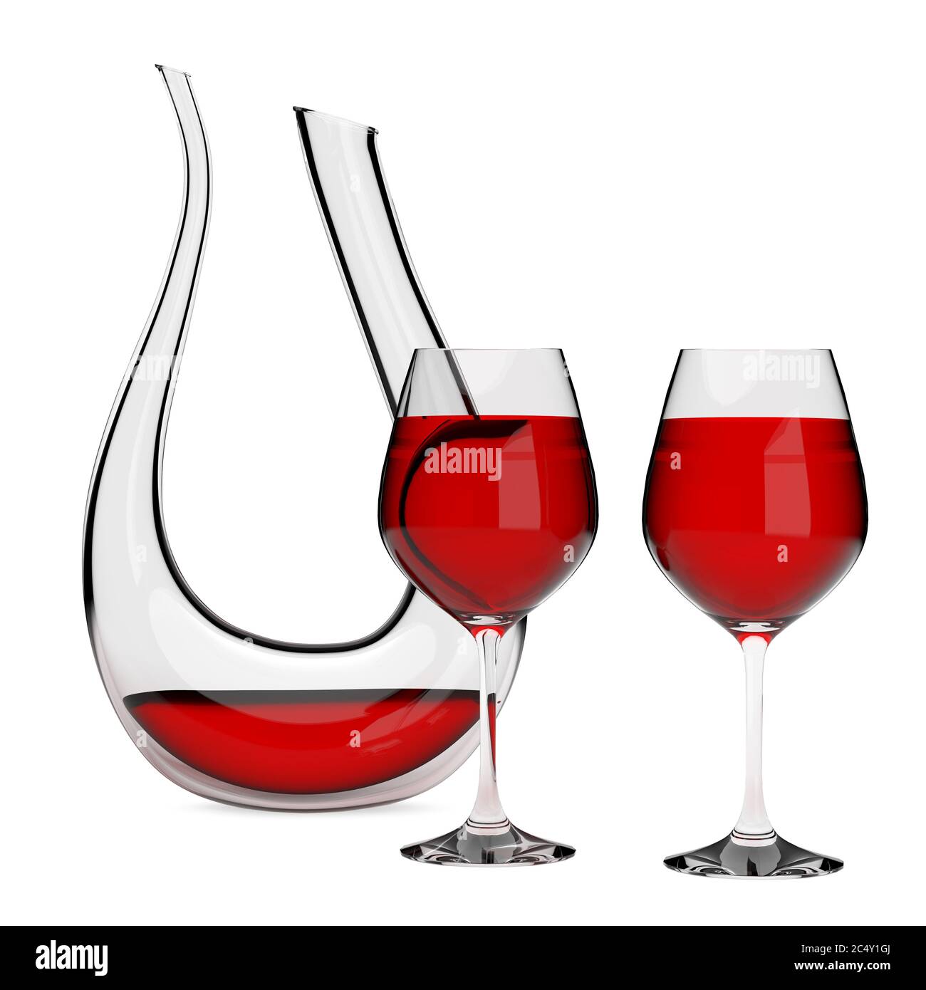 Carafe avec 2 verres à vin rouge Photo Stock - Alamy
