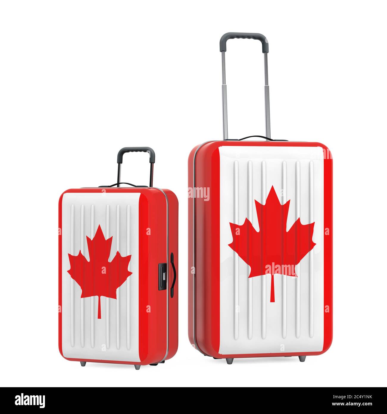 Travel to Canada Concep. Suitcase with Canada Flag on a white background.  3d Rendering Stock Photo - Alamy