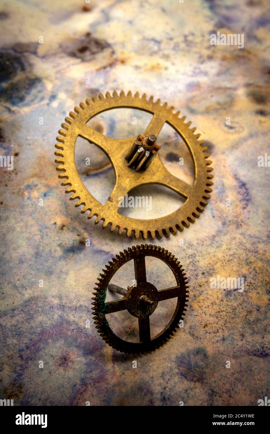 Clock mechanism with gears Stock Photo