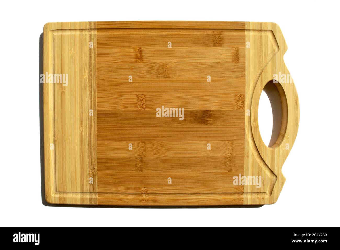 Wooden rectangular cutting board isolated on white background. Top view ...