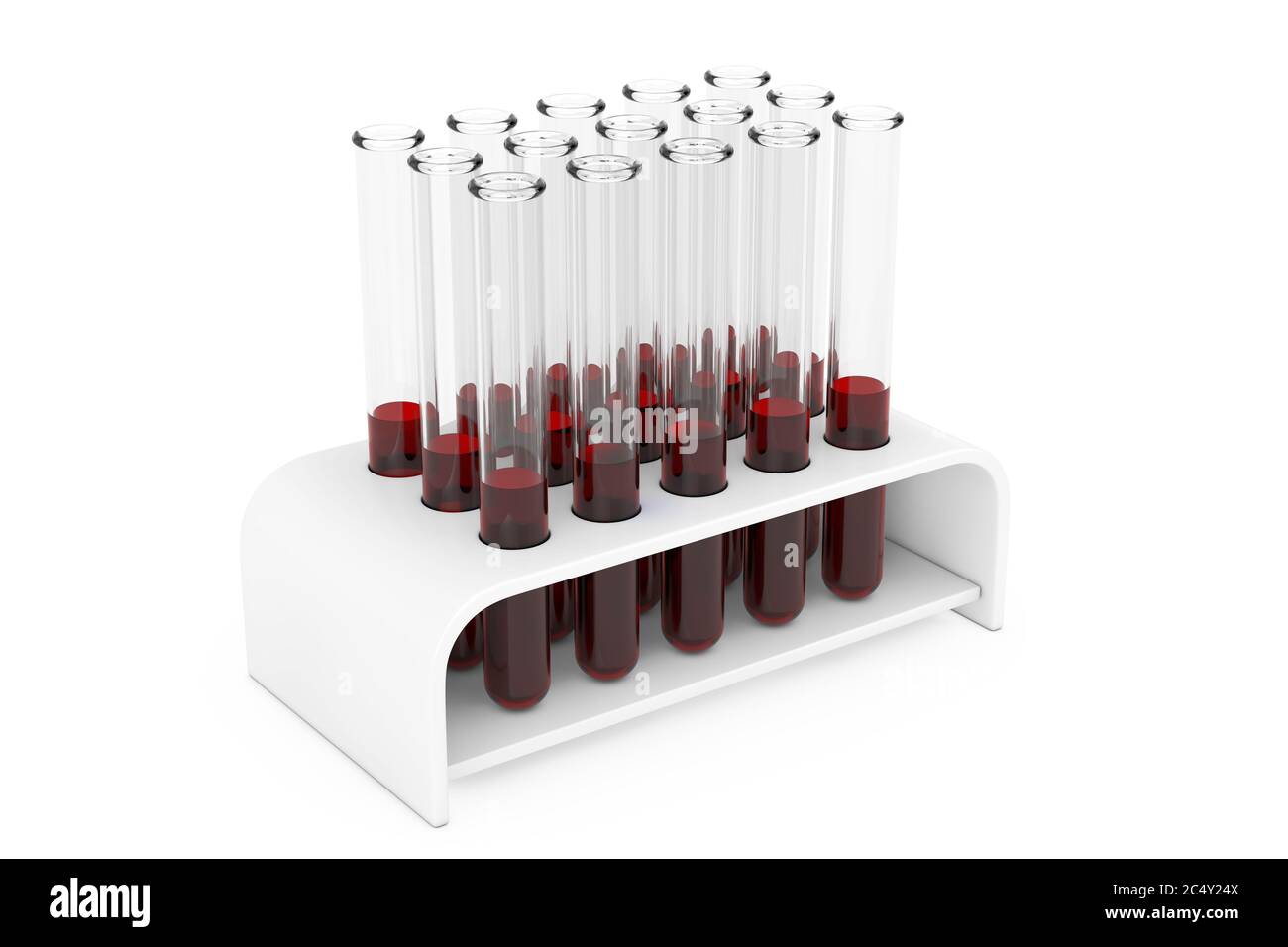 Glass Laboratory Chemical Test Tubes Flasks with Blood Samples in