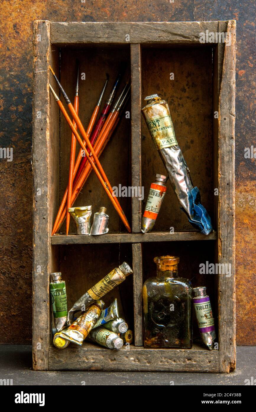 Variety of painting objects Stock Photo Alamy