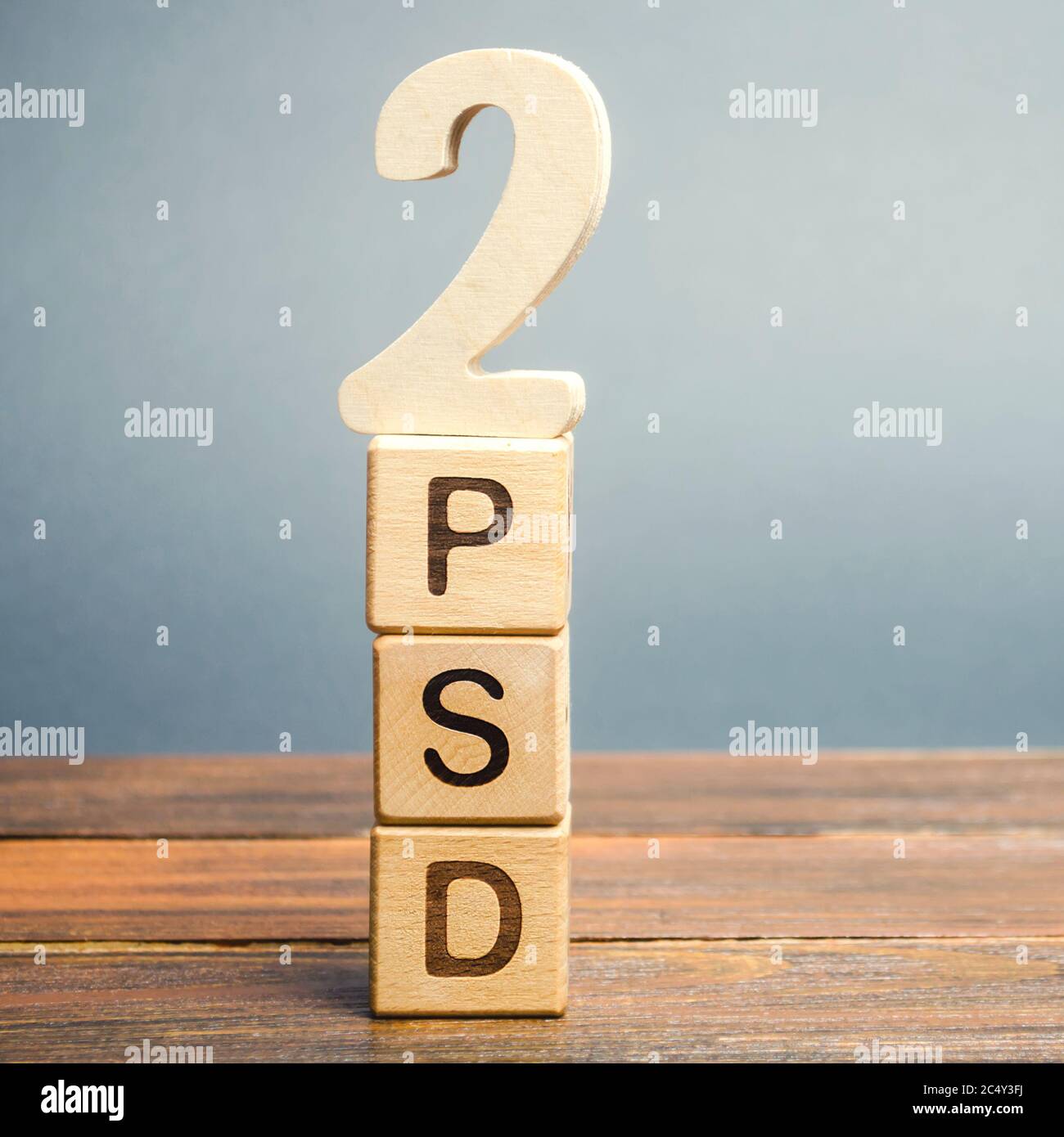 Wooden blocks with the word PSD 2 - Payment Services Directive. European Commission Banking Directive. Increase payment efficiency Stock Photo