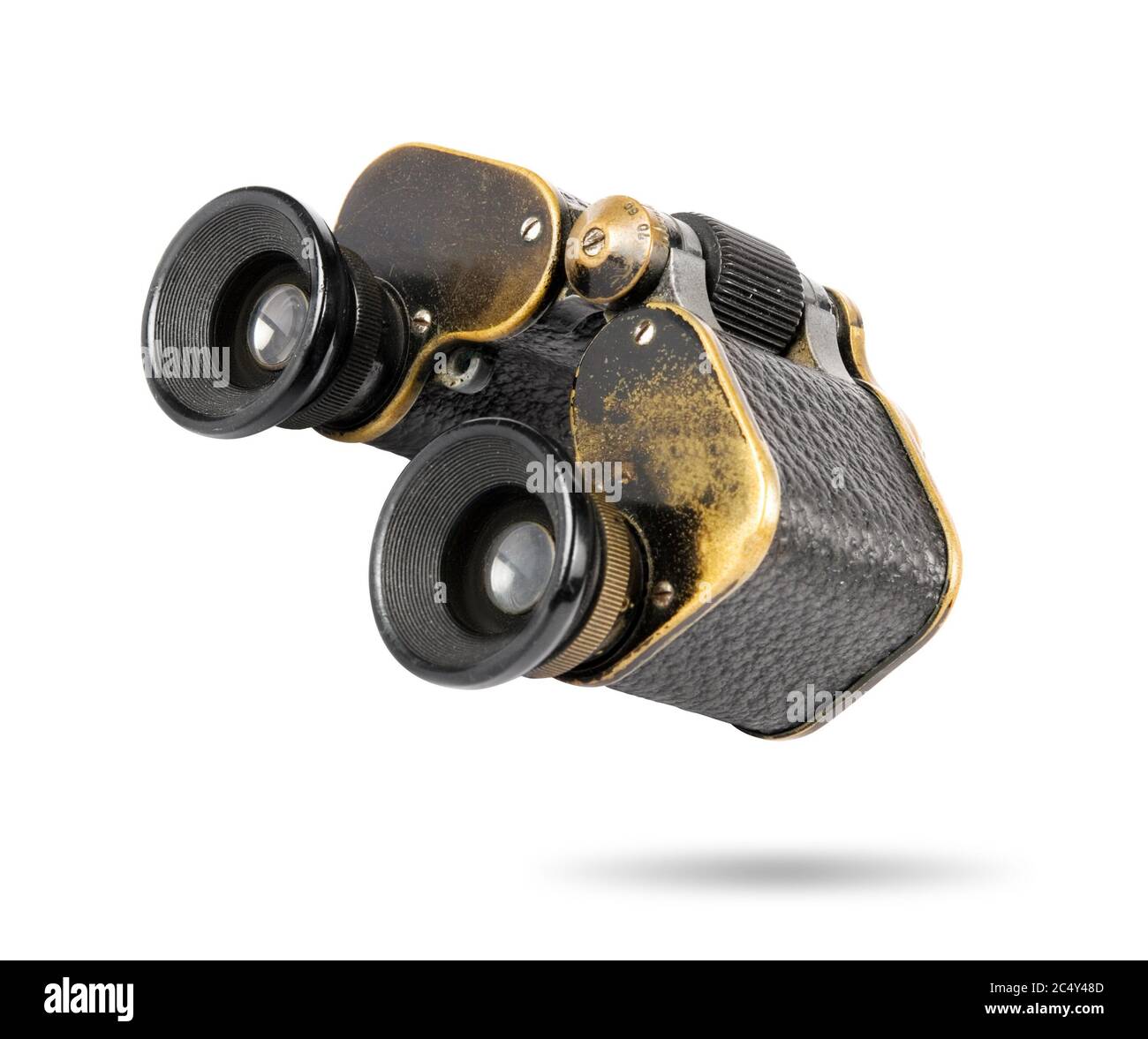 vintage German binocular isolated on white background with clipping
