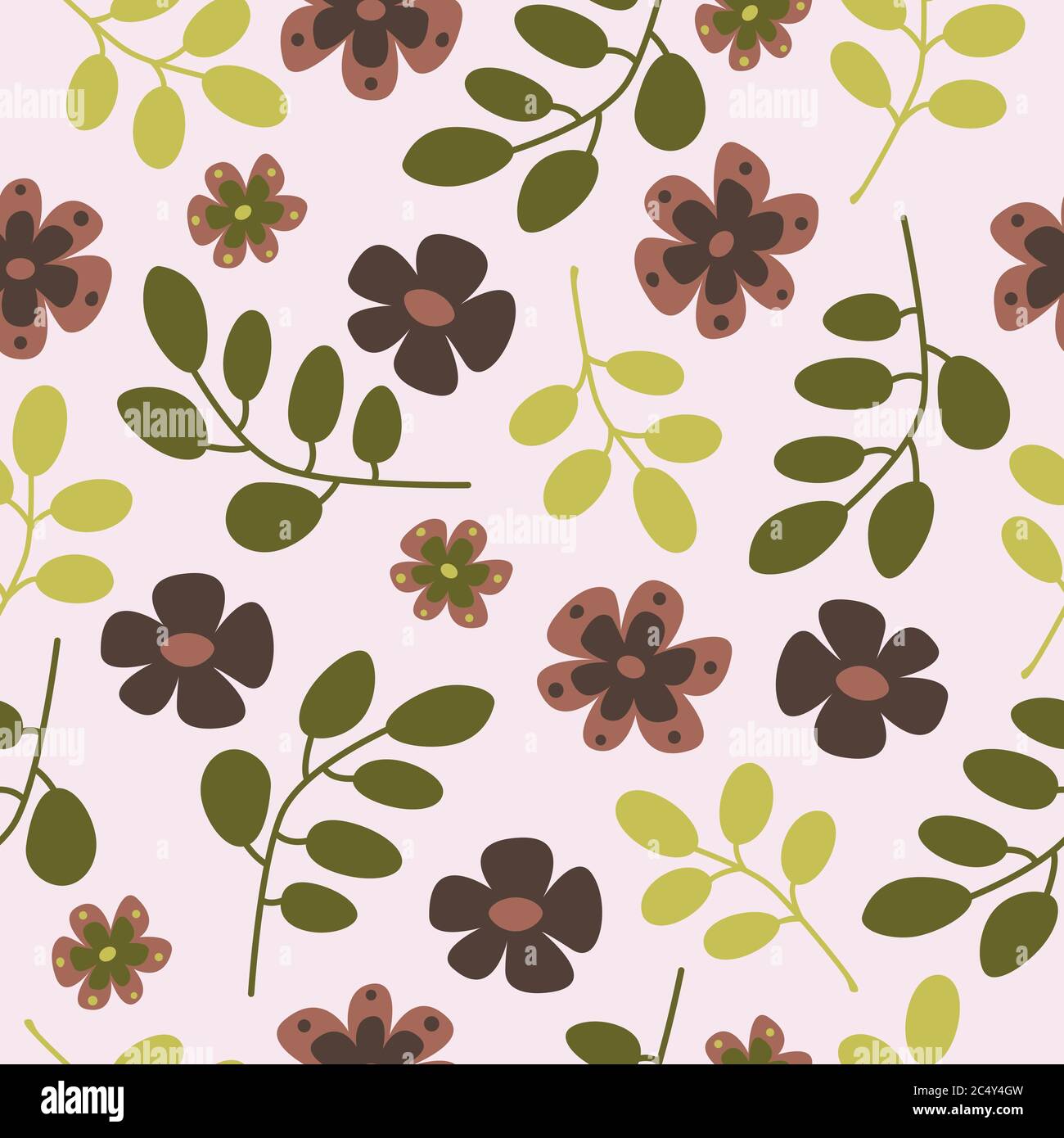 Vector seamless pattern with abstract flowers and branches. Nature ...