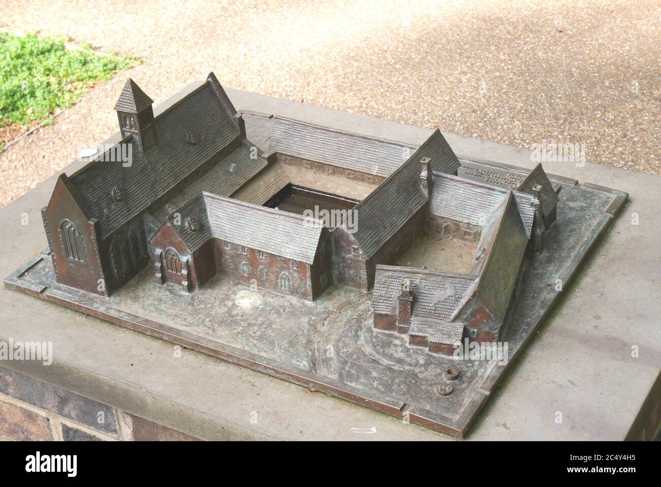 A bronze scale model of the medieval Blackfriars Friary, by artist Rubin Eynon, Bute Park, Cardiff, Wales, United Kingdom Stock Photo