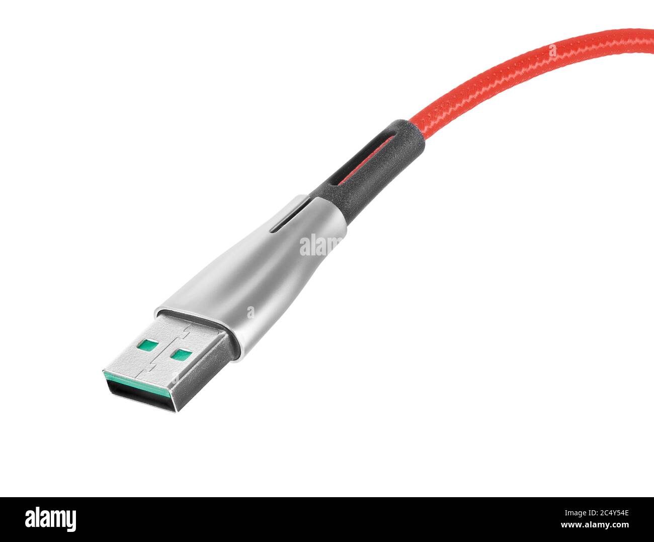 USB cable isolated on white background. Connector and socket for PC. Clipping path Stock Photo