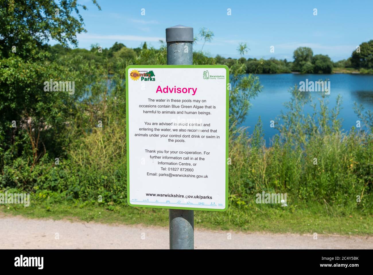 Broomey Croft Pool at Kingsbury Water Park, a 600 acre country park in North Warwickshire, UK which is used for fishing Stock Photo