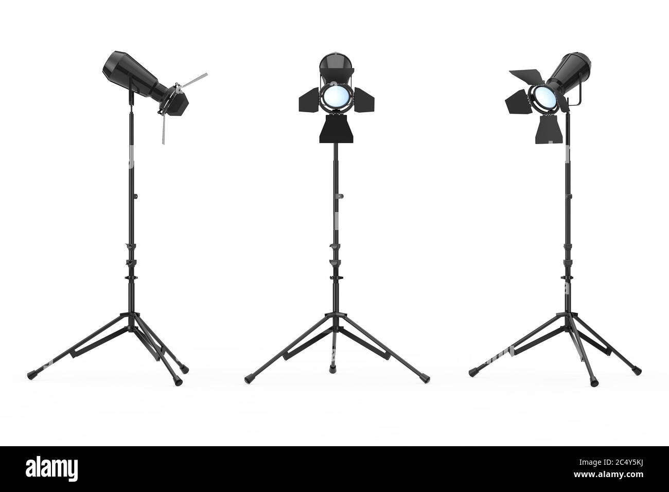 Studio Lighting with Stand on a white background. 3d Rendering. Stock Photo
