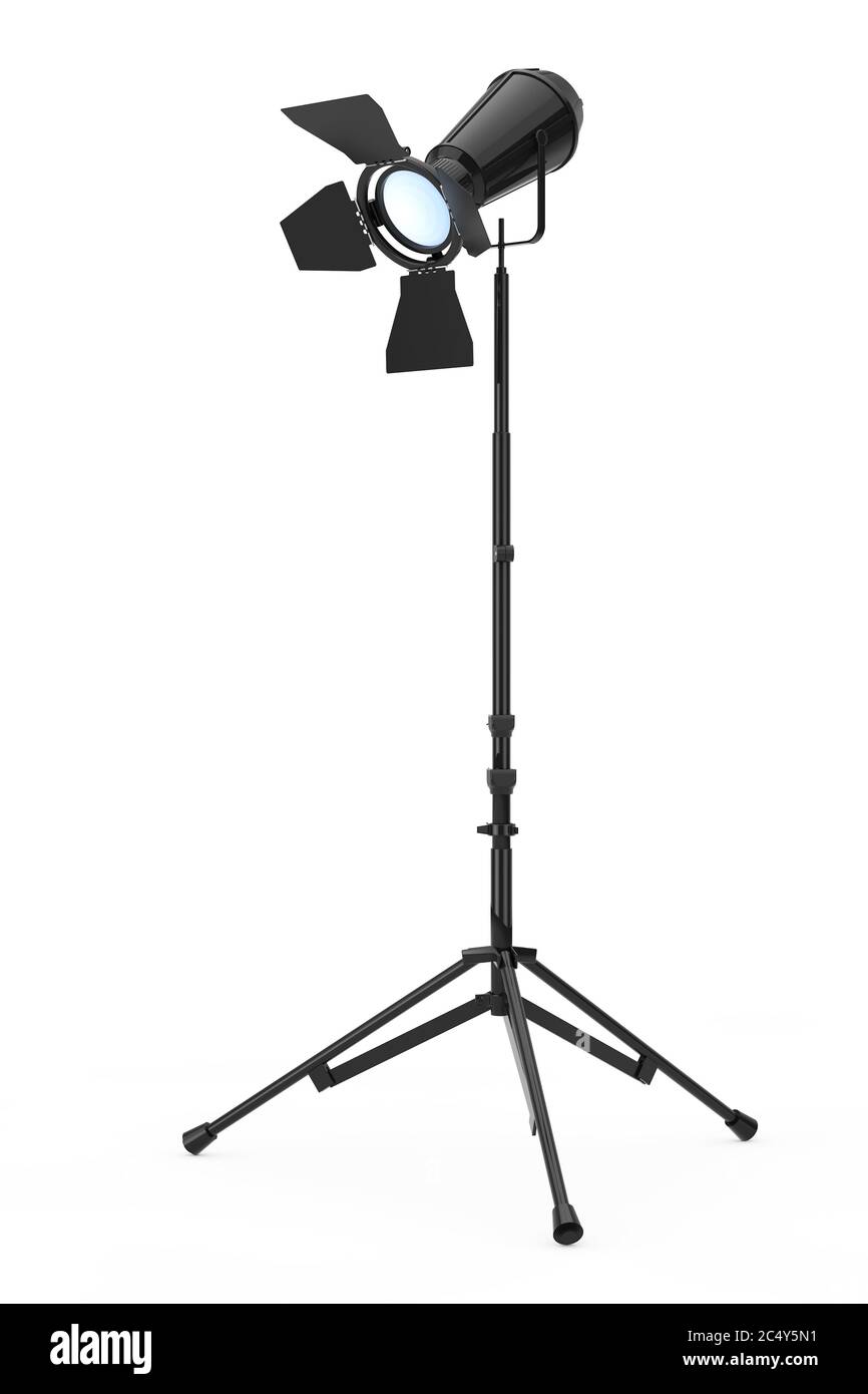 Studio Lighting with Stand on a white background. 3d Rendering. Stock Photo