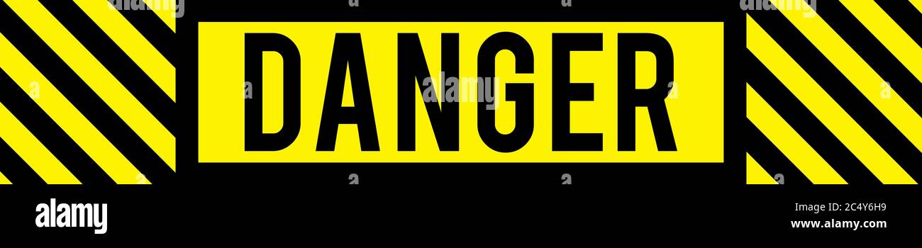 A bold black and yellow graphic text illustration danger banner for health and safety on roads, construction sites or other environments Stock Photo