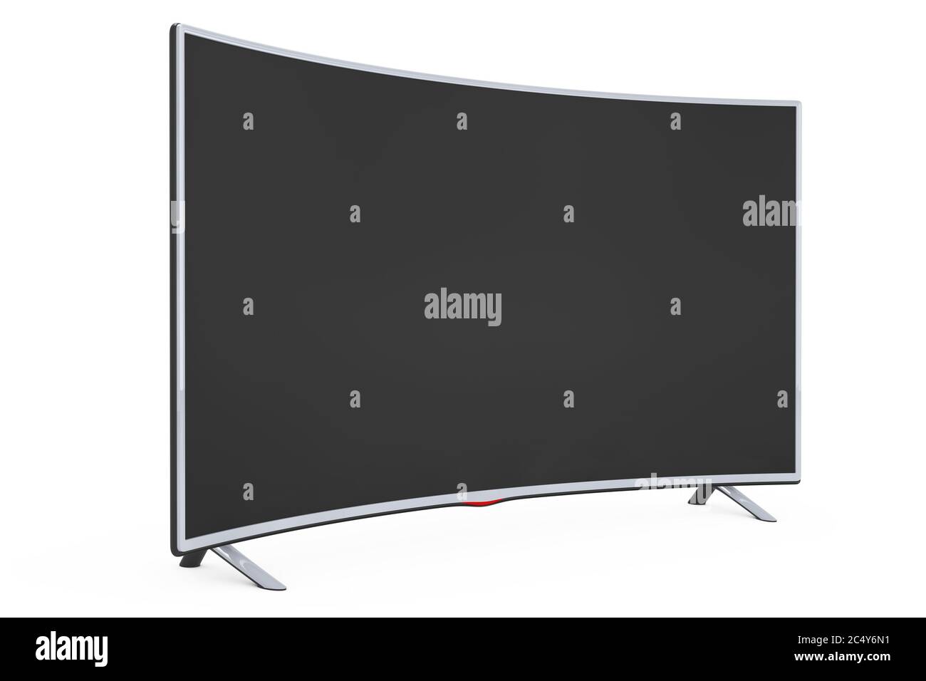 Curved Smart LCD Plasma TV or Monitor on a white background. 3d Rendering. Stock Photo
