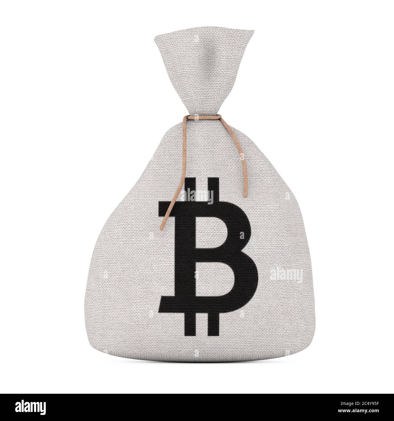 Tied Rustic Canvas Linen Money Sack or Money Bag with Bitcoin Sign on a  white background. 3d Rendering Stock Photo - Alamy