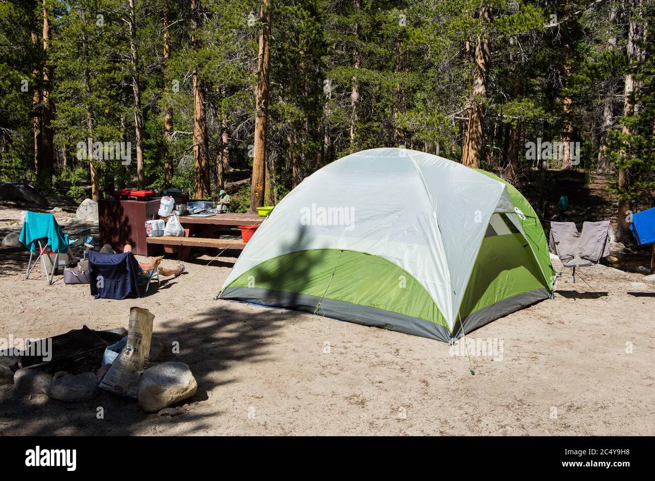 A family camping tent site in the east fork campground Eastern Sierra