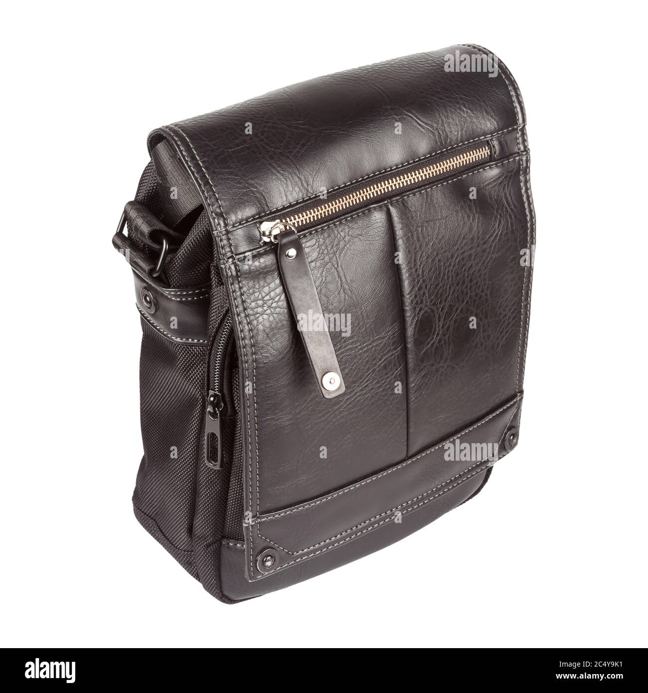 Black leather messenger bag hi-res stock photography and images - Alamy