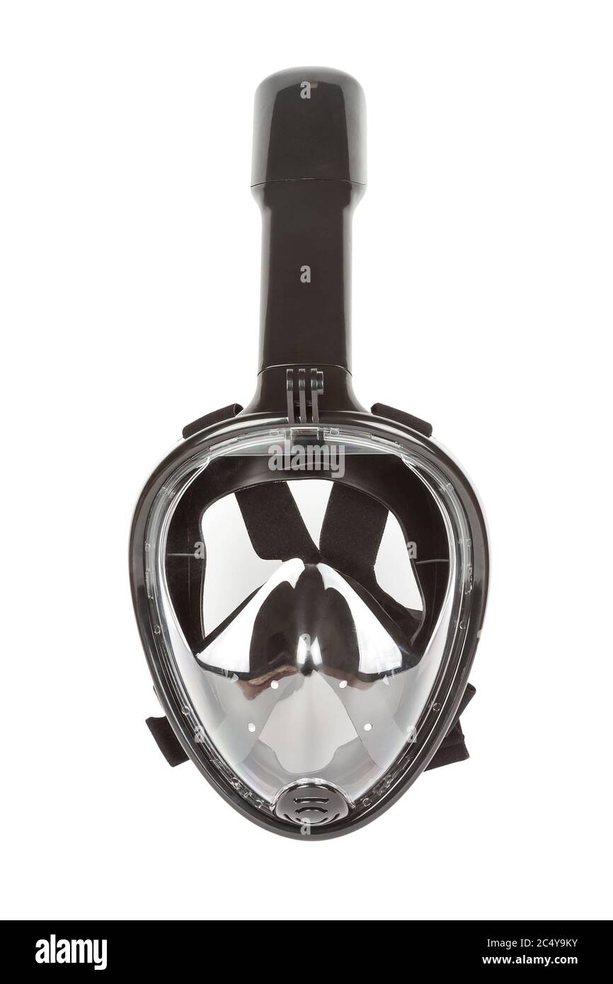 Modern Full Face Diving Mask with Integrate Snorkel on a white background Stock Photo