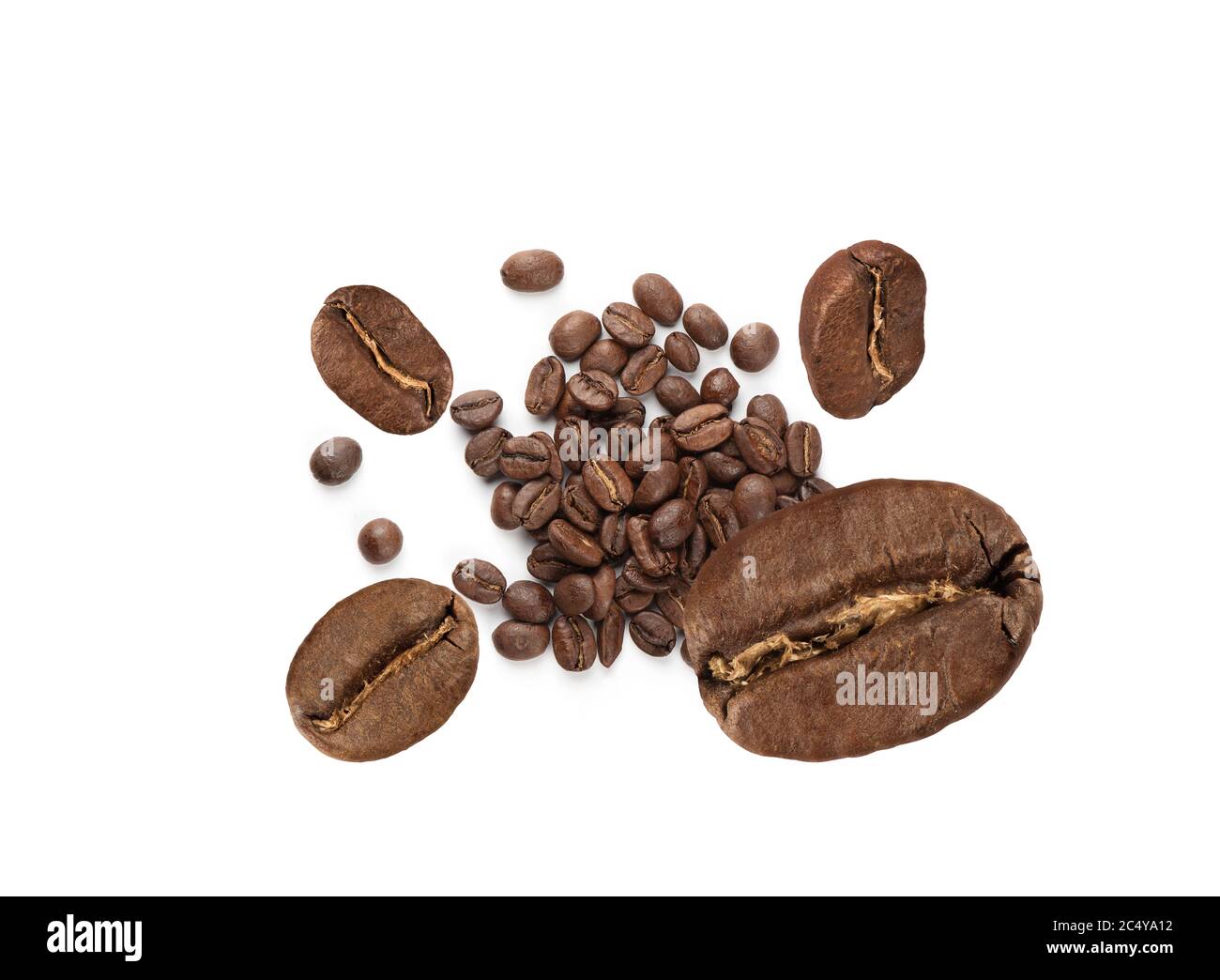 Coffee Beans isolated on white background. Top view Stock Photo - Alamy