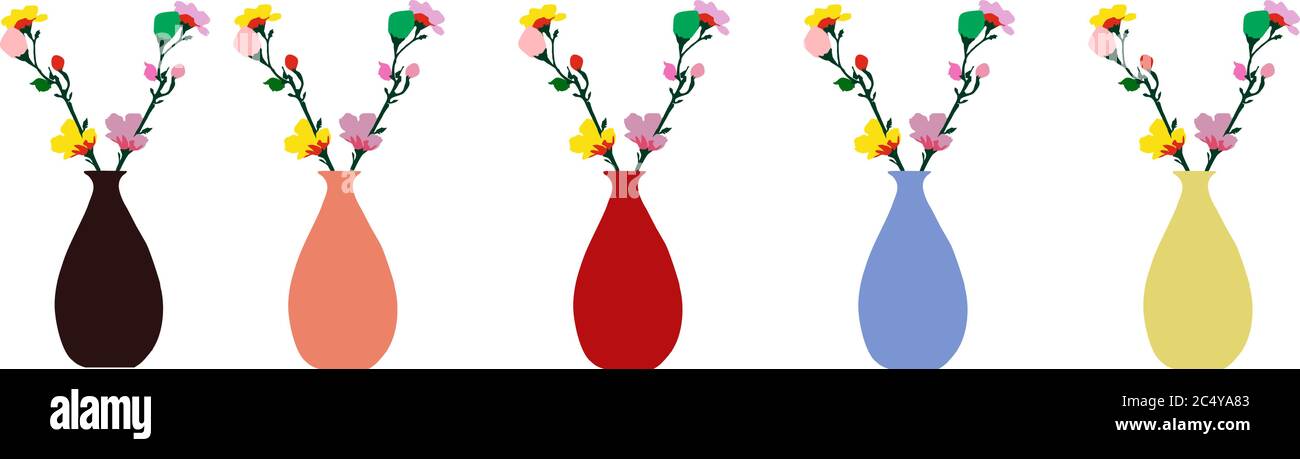 colorful flowers in vase. vector Stock Vector