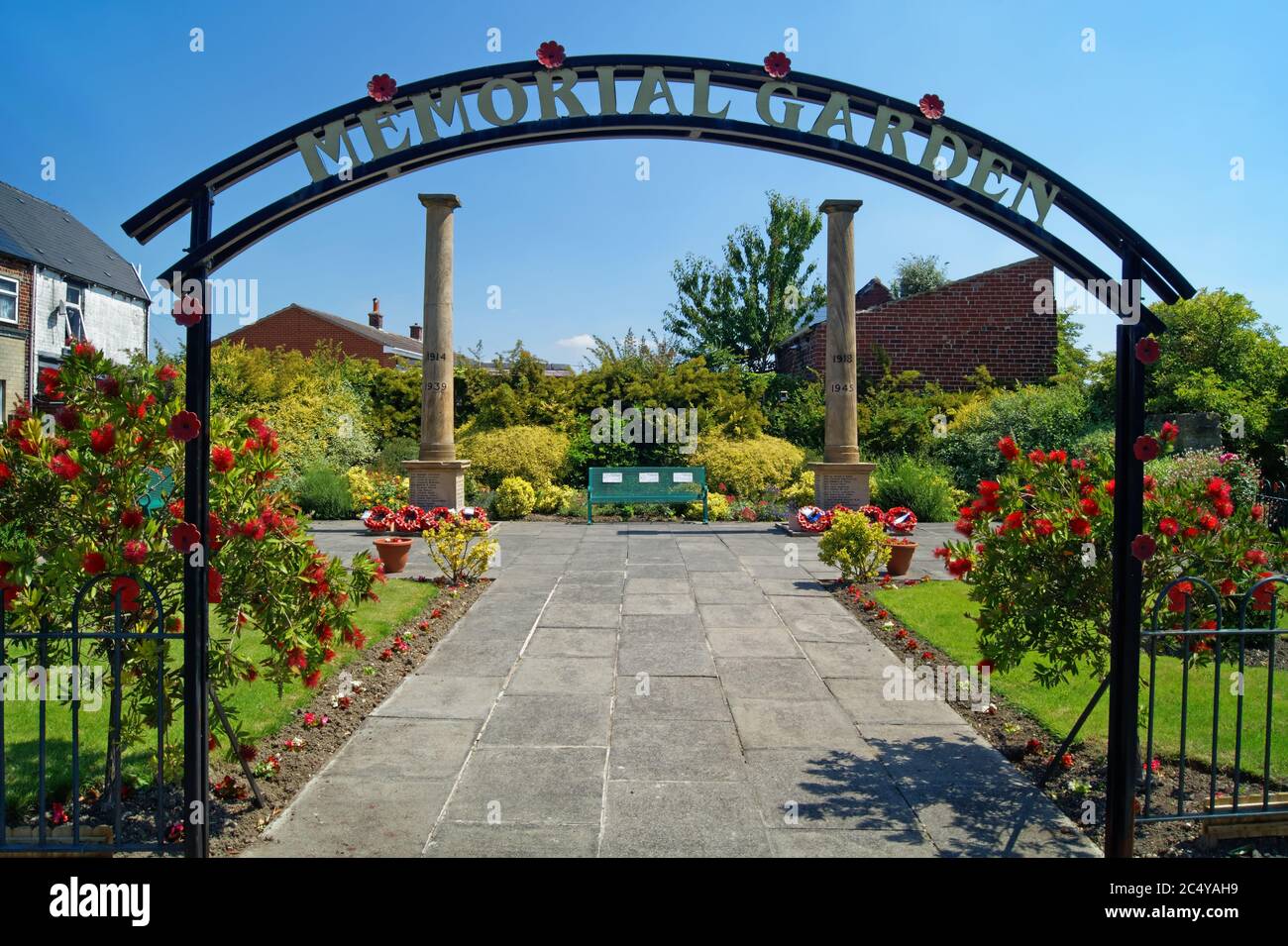 UK,South Yorkshire,Barnsley,Monk Bretton,War Memorial Garden Stock Photo