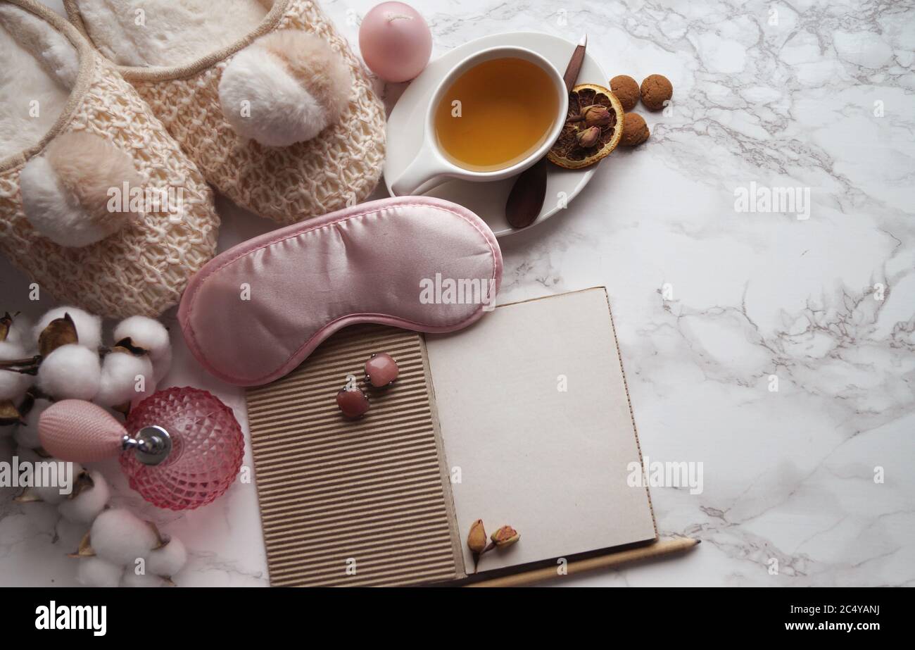 Morning routine home relaxation background Stock Photo